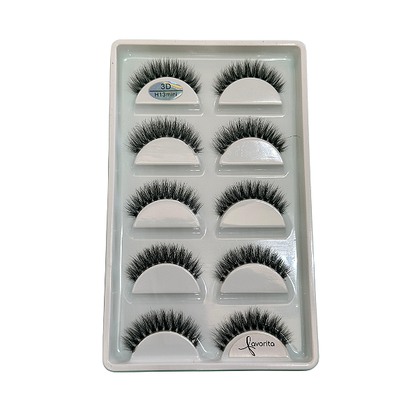 Caixa com 5 Pares de Cilios Postiços 3D H13 Mini