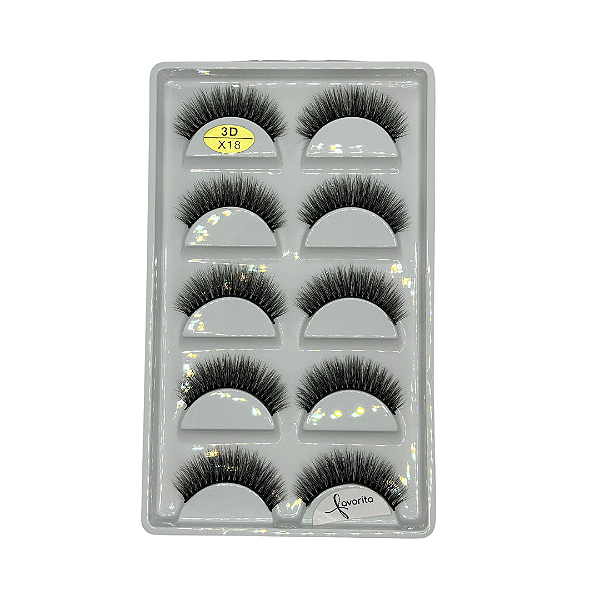 Caixa com 05 Pares de Cílios Postiços X18