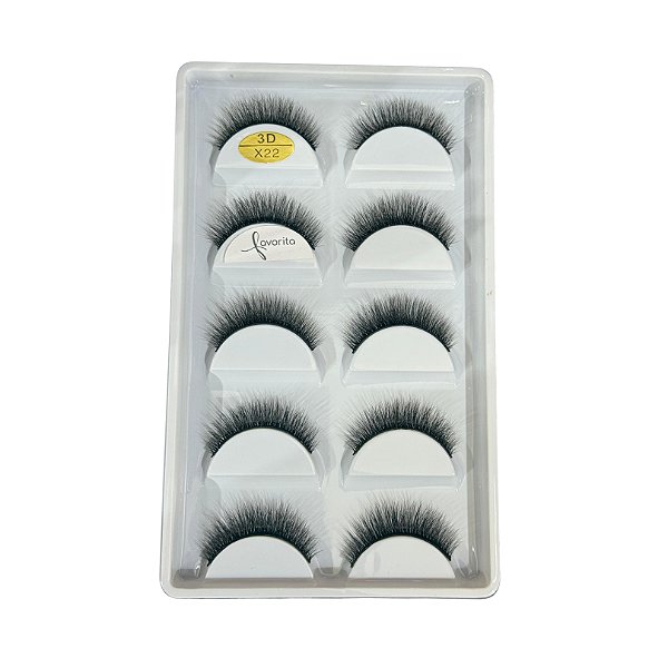Caixa com 05 Pares de Cílios Postiços 3D x22