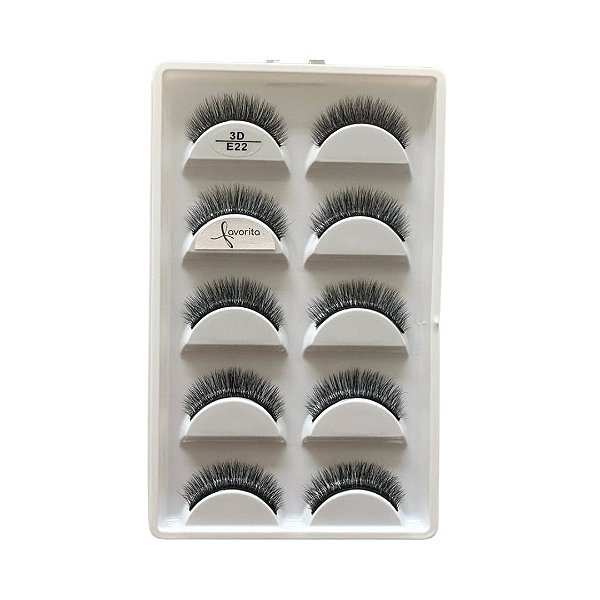 Caixa com 05 Pares de Cílios Postiços 3D E22