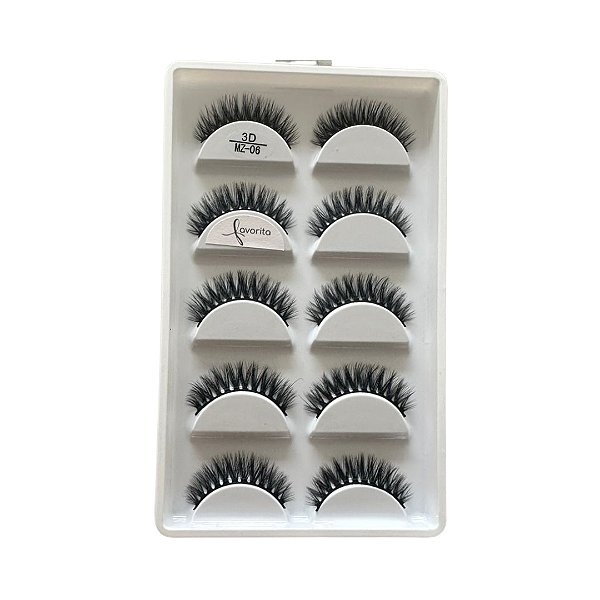 Caixa com 05 Pares de Cílios Postiços MZ 06