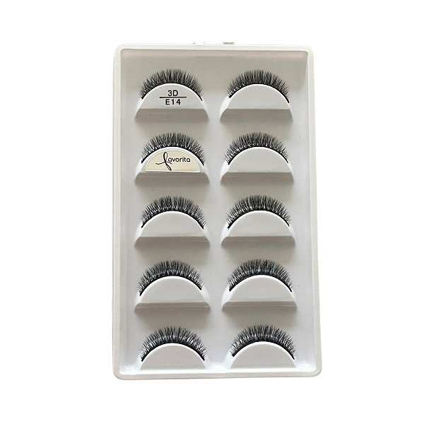 Caixa com 05 Pares de Cílios Postiços 3D E14