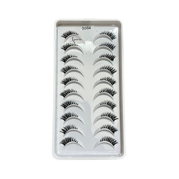 Caixa com 10 Pares de Cílios Postiços 3D 04