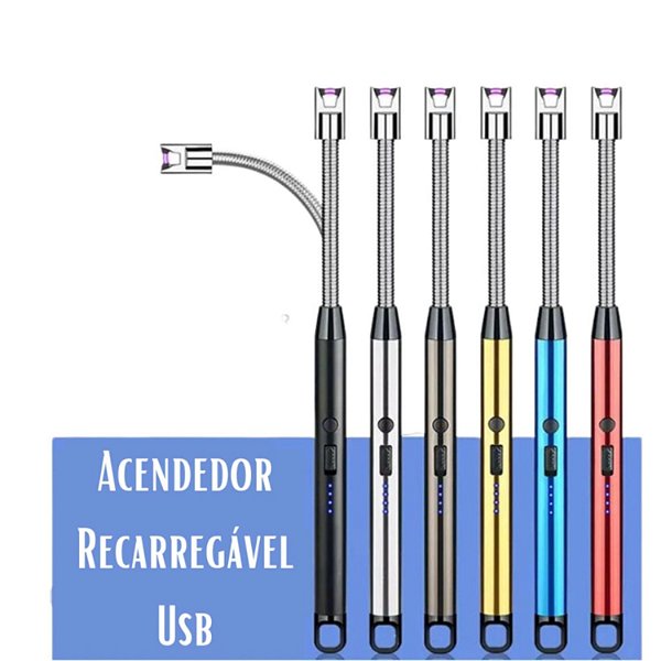 Acendedor Elétrico Para Fogão USB Recarregável Isqueiro de plasma elétrico a prova de vento Flamesless Long Arc lighters