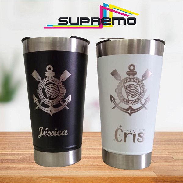 DUPLICADO - Copo Térmico Personalizado Com Seu Nome E Time 473ml Gravação A Laser