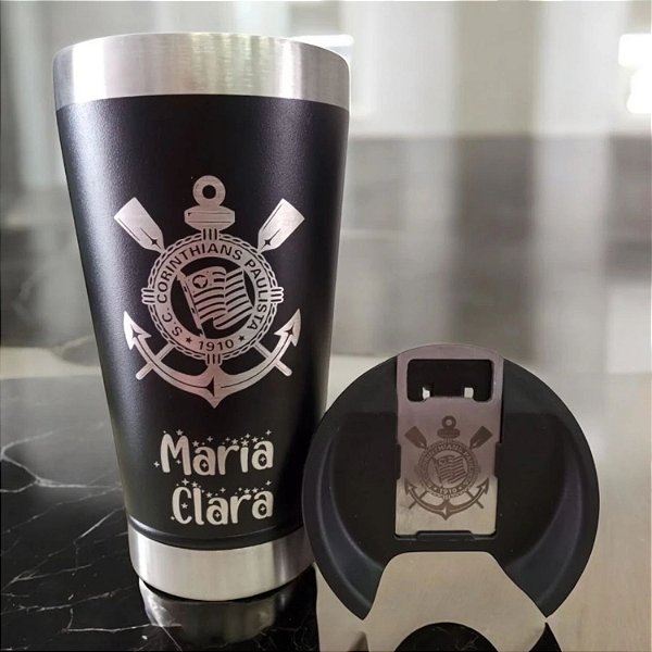 Copo Térmico Personalizado Com Seu Nome E Time CORINTHIANS 473ml Gravação A Laser