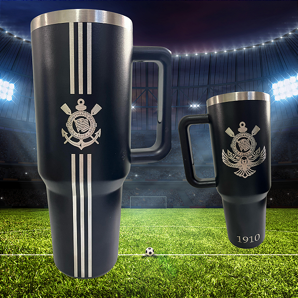 Copo 1,2L Térmico com Tampa Alça Canudo Personalizado Logo Time Nome