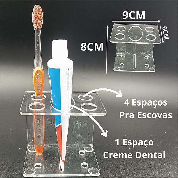 Suporte Para Escova E Pasta De Dentes De Acrílico Cristal