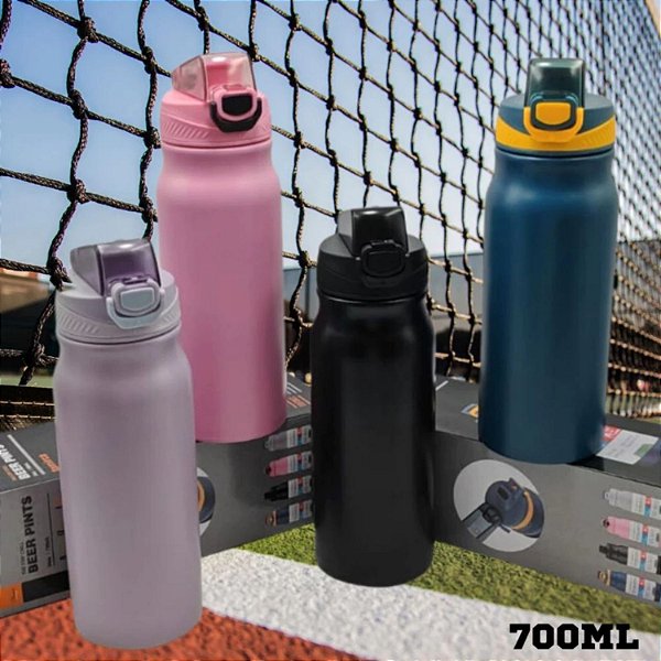 Garrafa Térmica Sport 700ml Academia Esportiva Preta Azul