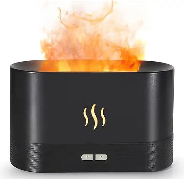 Umidificador Ultrassônico efeito de Chama 200ml (Preto)