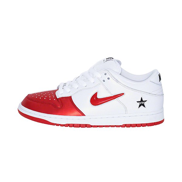 NIKE x SUPREME - SB Dunk Low Jewel Swoosh "Red" -NOVO-