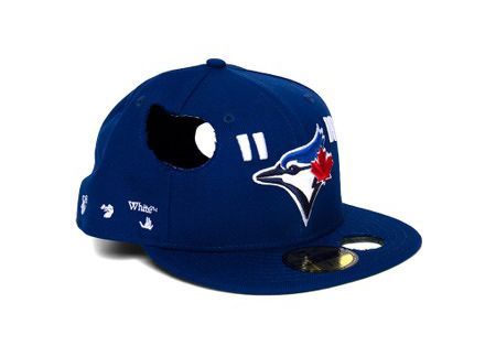 OFF-WHITE x NEW ERA - Boné Toronto Blue Jays Fitted "Azul/Vermelho" -NOVO-