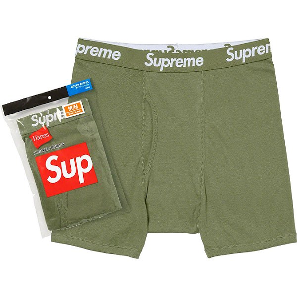 SUPREME x HANES - Cueca Boxer UNIDADE "Verde" -NOVO- - Pineapple Co. | 100%  Autentico | Itens Exclusivos e Limitados.