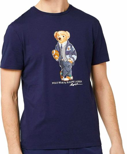 POLO RALPH LAUREN - Camiseta Bear College Football "Marinho" -NOVO-