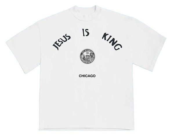KANYE WEST - Camiseta Jesus Is King Chicago Seal "Branco" -NOVO-