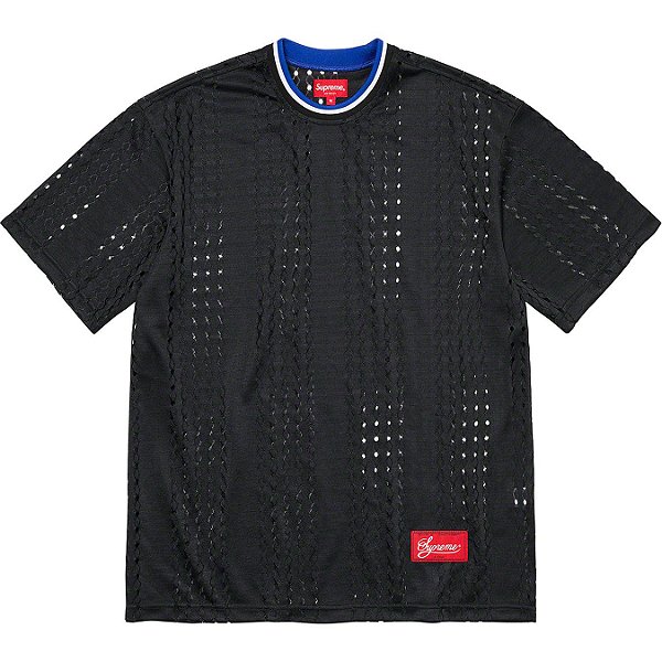 SUPREME - Camisa Perforated Stripe Warm Up "Preto" -NOVO-