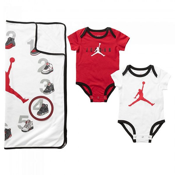 JORDAN - Kit 2 Body + 1 Toalha "Branco/Vermelho" -NOVO-