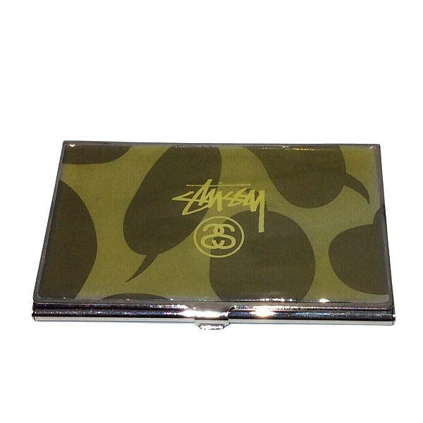 STUSSY - Porta Cartão Double Metal "Verde" -USADO-