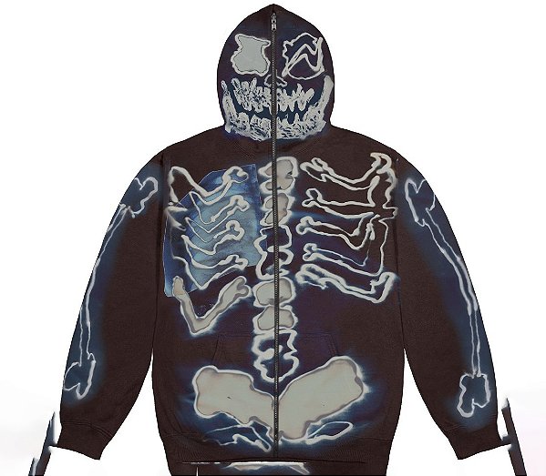 TRAVIS SCOTT x FRAGMENT DESING - Moletom Cactus Jack Skeleton Graffiti Full ZIp "Preto" -NOVO-