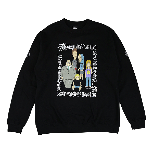 STUSSY x BEAVIS AND BUTT-HEAD - Moletom Highland High "Preto" -NOVO-