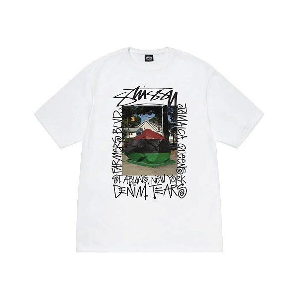 STUSSY x DENIM TEARS - Camiseta Farmers BLVD "Branco" -NOVO-