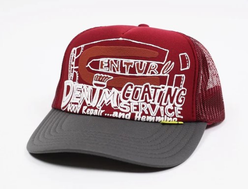 KAPITAL - Boné Trucker Century Denim Coating Service "VInho/Cinza" -NOVO-