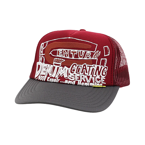 # KAPITAL - Boné Trucker Century Denim Coating Service "VInho/Cinza" -NOVO-