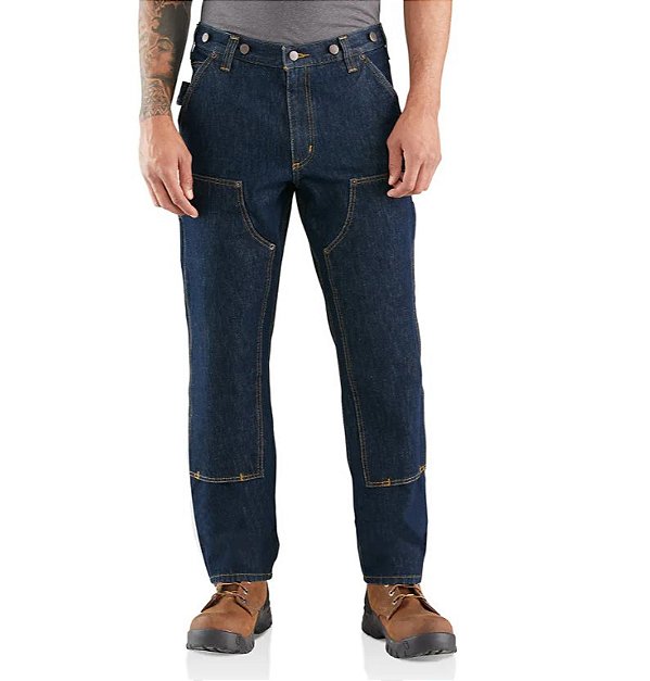 CARHARTT - Calça Jeans Rugged Flex Relaxed Fit Double-Front Logger "Azul" -NOVO-