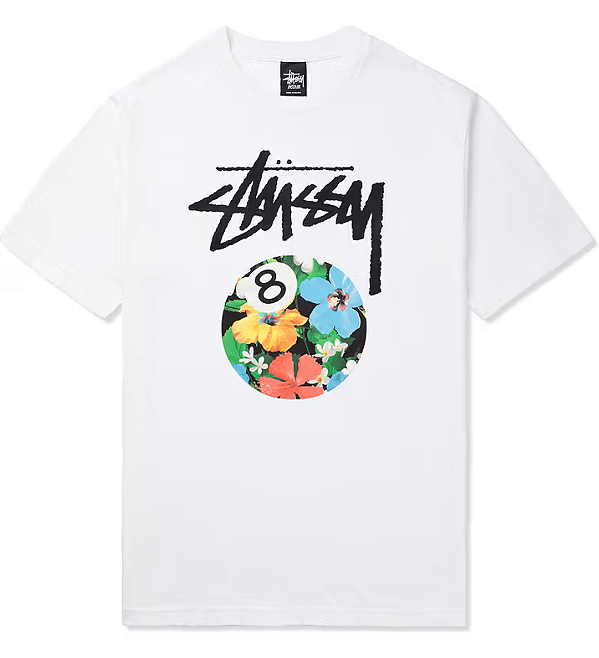 STUSSY - Camiseta 8 Ball Flower "Branco" -NOVO-