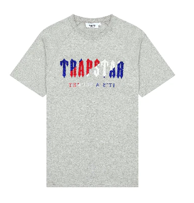 TRAPSTAR - Camiseta Chenille Logo "Cinza" -NOVO-