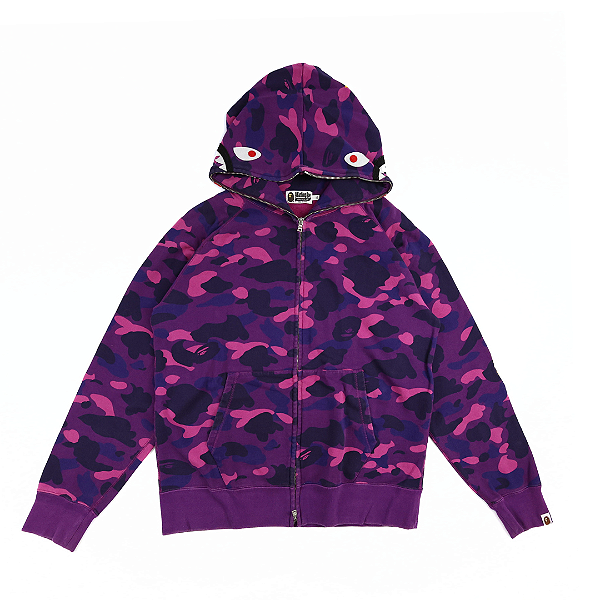 BAPE - Moletom Color Camo Ponr Shark Full Zip "Roxo" -USADO-