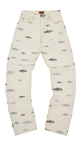 CORTEIZ - Calça Jeans Alcatraz Pattern Denim "Branco" -NOVO-