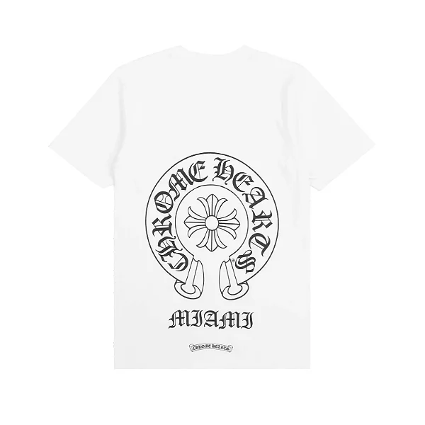 CHROME HEARTS - Camiseta Horse Shoe Miami Logo Pocket "Branco" -NOVO-