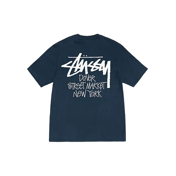 STUSSY x DOVER STREET MARKET - Camiseta Stock New York "Marinho" -NOVO-