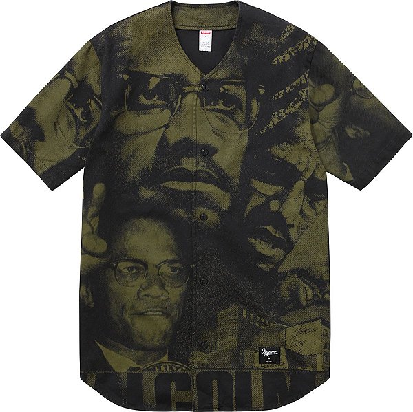 SUPREME - Camiseta Jersey Malcolm X Baseball (SS15) "Preto" -VINTAGE-