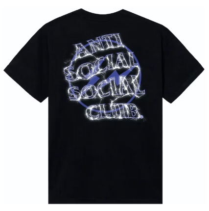 ANTI SOCIAL SOCIAL CLUB x FRAGMENT - Camiseta Bolt FW23 "Preto/Azul" -NOVO-