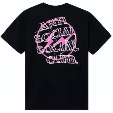 ANTI SOCIAL SOCIAL CLUB x FRAGMENT - Camiseta Bolt FW23 "Preto/Rosa" -NOVO-