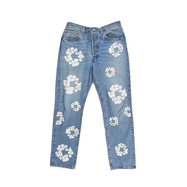 DENIM TEARS x LEVI'S - Calça Jeans Cotton Wreath "Azul" -USADO-