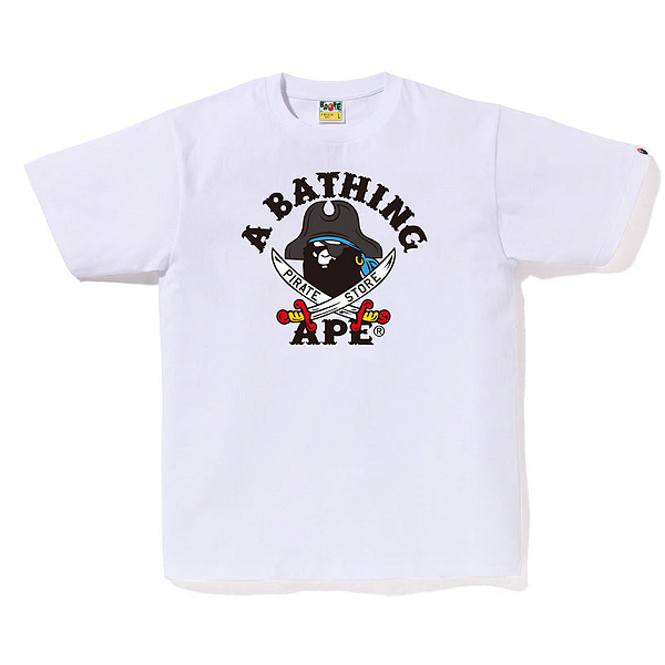 BAPE - Camiseta Captain Ape Pirate College "Branco" -NOVO-