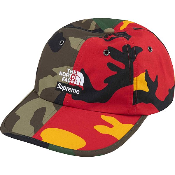 SUPREME X THE NORTH FACE - Boné Split 6-Panel "Camo/Vermelho" - NOVO -