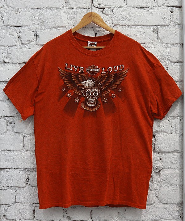 HARLEY DAVIDSON - Camiseta Live Loud "Laranja" -VINTAGE-