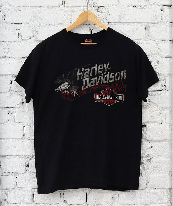 HARLEY DAVIDSON - Camiseta Abc Pontiac Waterford Michigan "Preto" -VINTAGE-