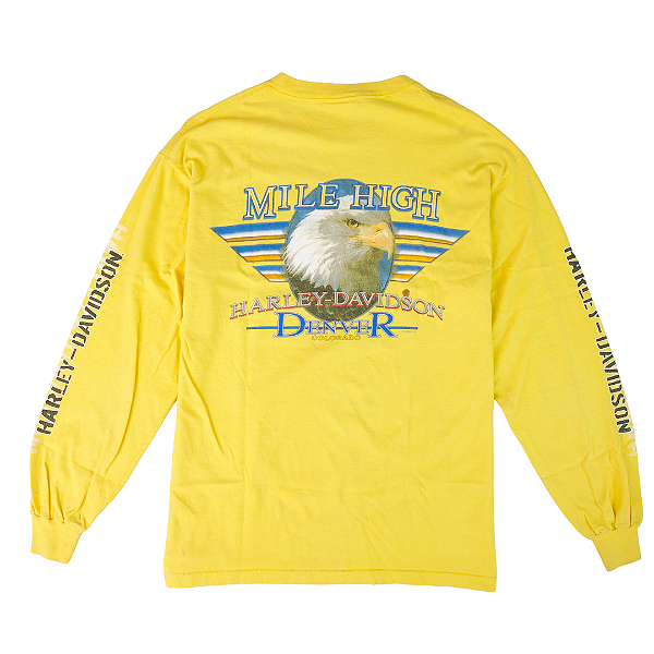 HARLEY DAVIDSON - Camiseta Manga Longa Mile High "Amarelo" -VINTAGE-