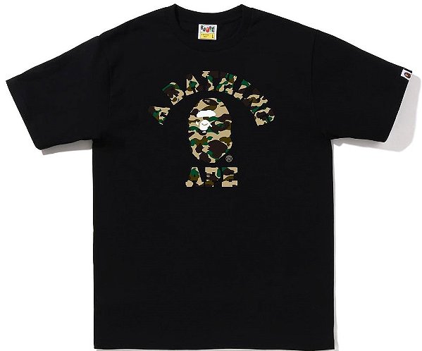 BAPE - Camiseta 1St Camo College "Preto/Amarelo" -NOVO-