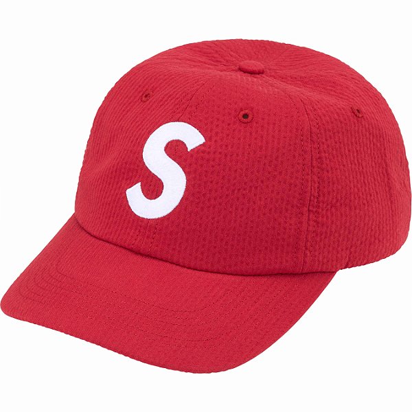 SUPREME - Boné Seersucker S Logo 6-Panel "Vermelho" -NOVO-