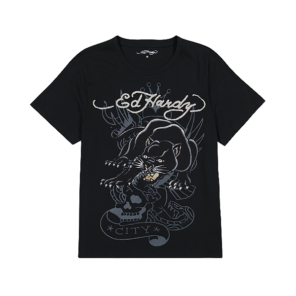 ED HARDY - Camiseta Crouching Panter "Preto" -NOVO-