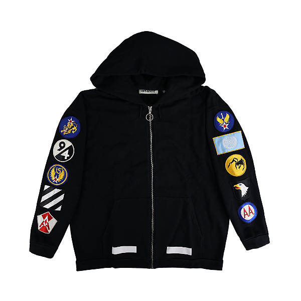 OFF-WHITE - Moletom Zip Patches "Preto" -USADO-