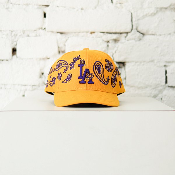 CEASE AND DESIST - Boné LA Dodgers Paisley "Amarelo/Roxo" -USADO-