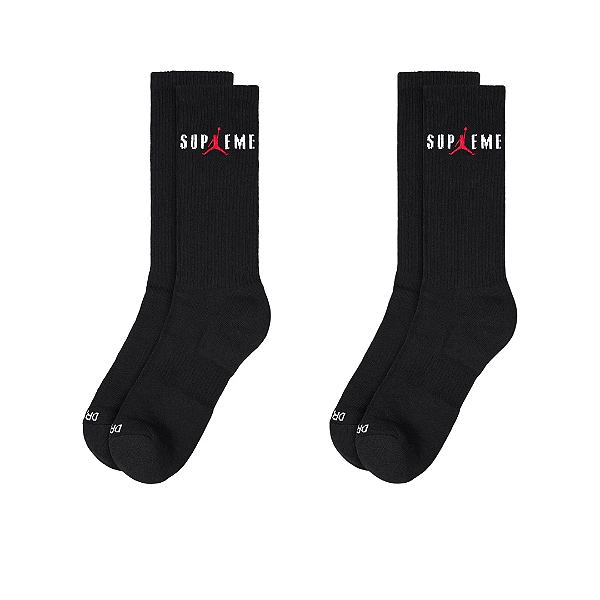 SUPREME x JORDAN - Pack c/2 Meia Crew "Preto" -NOVO-