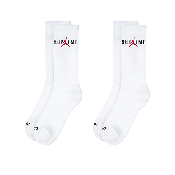 SUPREME x JORDAN - Pack c/2 Meia Crew "Branco" -NOVO-